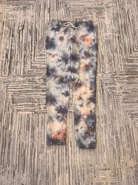 Cloud Chaser women's XS blue/white/pink tie dye lace up jogger sweatpants